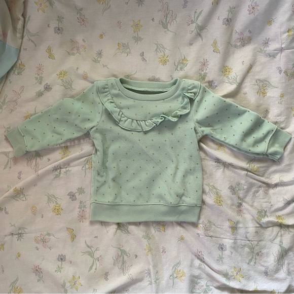 Carters Child of Mine Mint Ruffled Polka Dot Sweater - Picture 4 of 9